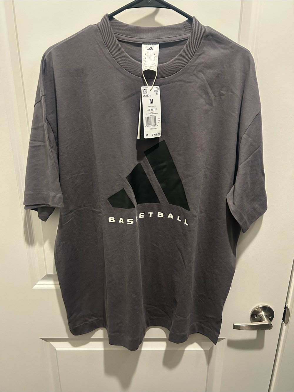 Adidas Gray Basketball Logo T‑Shirt